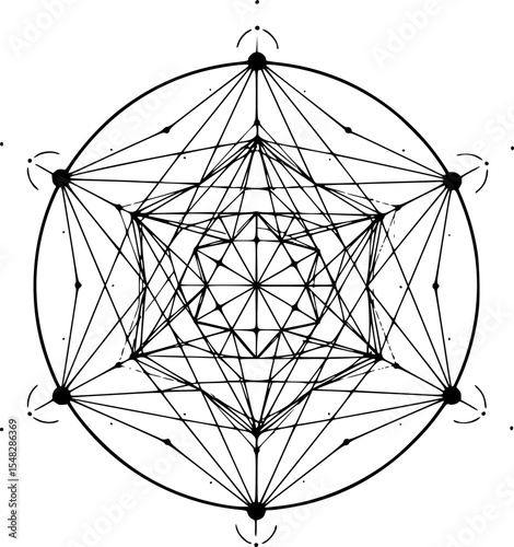 abstract geometric symbol, intricate linework, symmetrical design