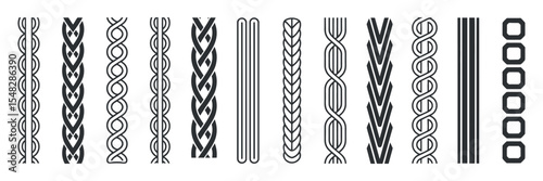 Set of decorative vertical borders with various patterns