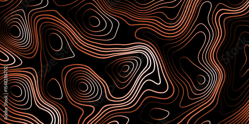 Gradient color topology and topography vector design abstract background contour map texture for print works . black curve line background with wave shape vector illustration.	