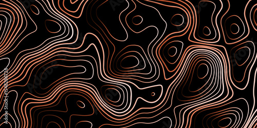Gradient color topology and topography vector design abstract background contour map texture for print works . black curve line background with wave shape vector illustration.	