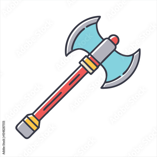 Vector image of a double bladed battle axe with modern design