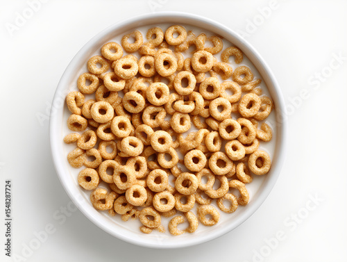 Top view of classic cheerios cereal in a bowl