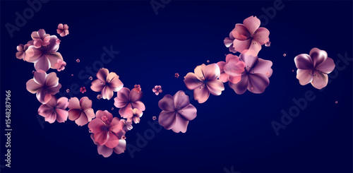 Aroma Cherry blossoms flow. Delicate transparent flowers bg.