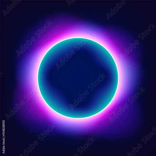 Interactive Neon Light Ring Futuristic AI Assistant Interface Voice Recognition System Smart Device UI Glowing Digital Effects