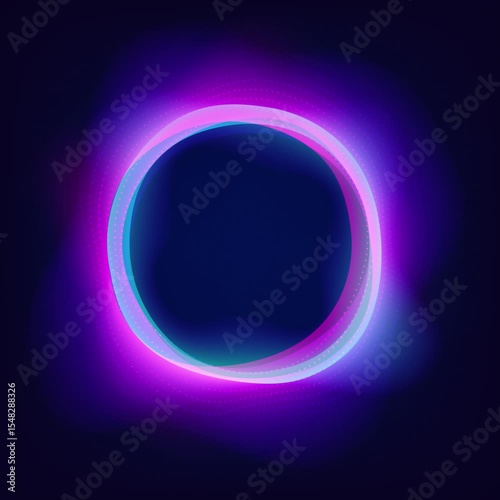 Interactive Neon Light Ring Futuristic AI Assistant Interface Voice Recognition System Smart Device UI Glowing Digital Effects