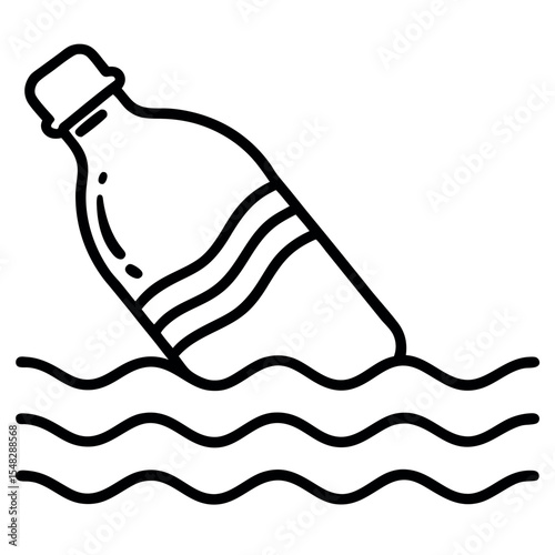 plastic bottle in ocean water pollution vector art on white