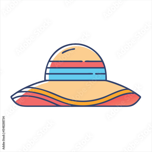 Charming wide brimmed hat with colorful accents providing sun protection style