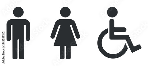 Male Female and Disabled Accessible Restroom Symbols