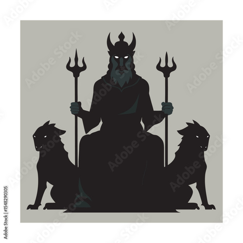 Hades Sitting On Dark Throne Silhouette