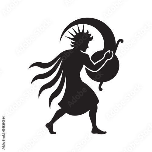 Greek Apollo Lyre Sun Rays Design