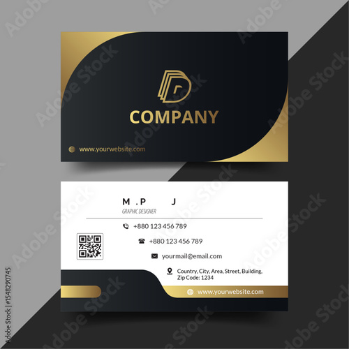 luxurious business card black gold white
