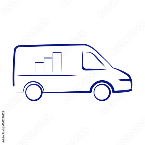 Delivery van with graph chart vector icon design