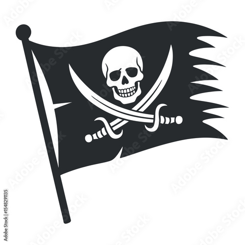 Classic Black Pirate Flag with Skull and Crossbones