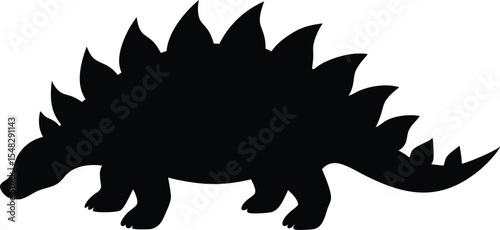Ankylosaurus with armored body and heavy tail in defensive posture silhouette Vector