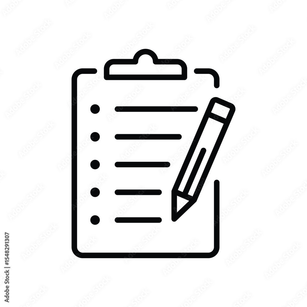 Fototapeta premium Clipboard icon with list and pencil