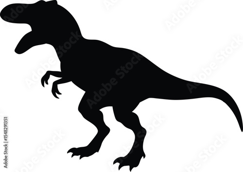 Tyrannosaurus rex roaring with open mouth and muscular body in pose silhouette Vector