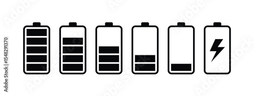 Battery charge icon. Phone charging power indicators