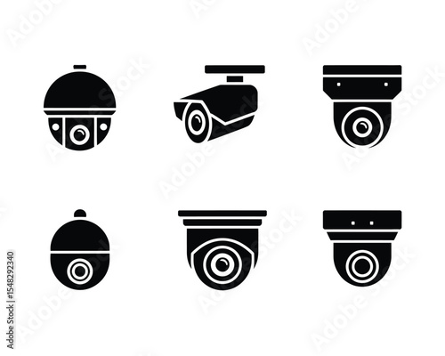 Surveillance Camera Set: A collection of sleek, modern surveillance cameras designed to ensure robust security, symbolizing vigilant protection and technological innovation. 