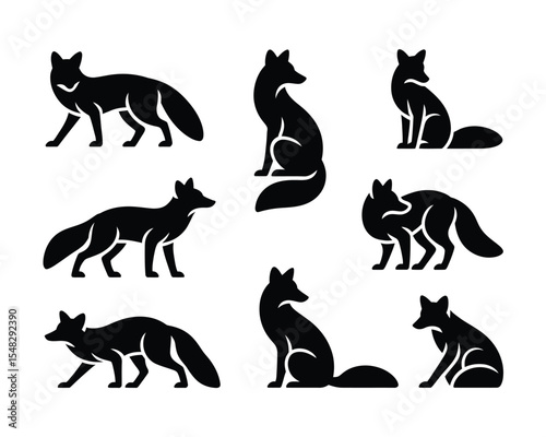 Fox Silhouette Collection: An elegant assortment of fox silhouettes, each displaying a unique pose and capturing the essence of these wild creatures in a minimalist design.