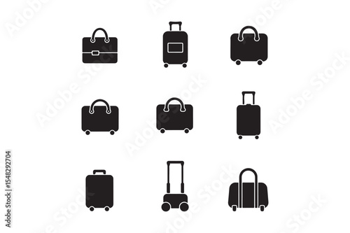 Travel Luggage Icons Set Vector Illustration