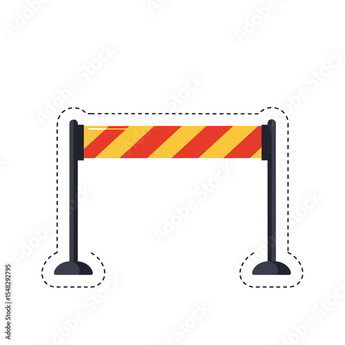 Caution barrier with red and yellow stripes. Danger or restricted area concept. Safety warning for construction or event.