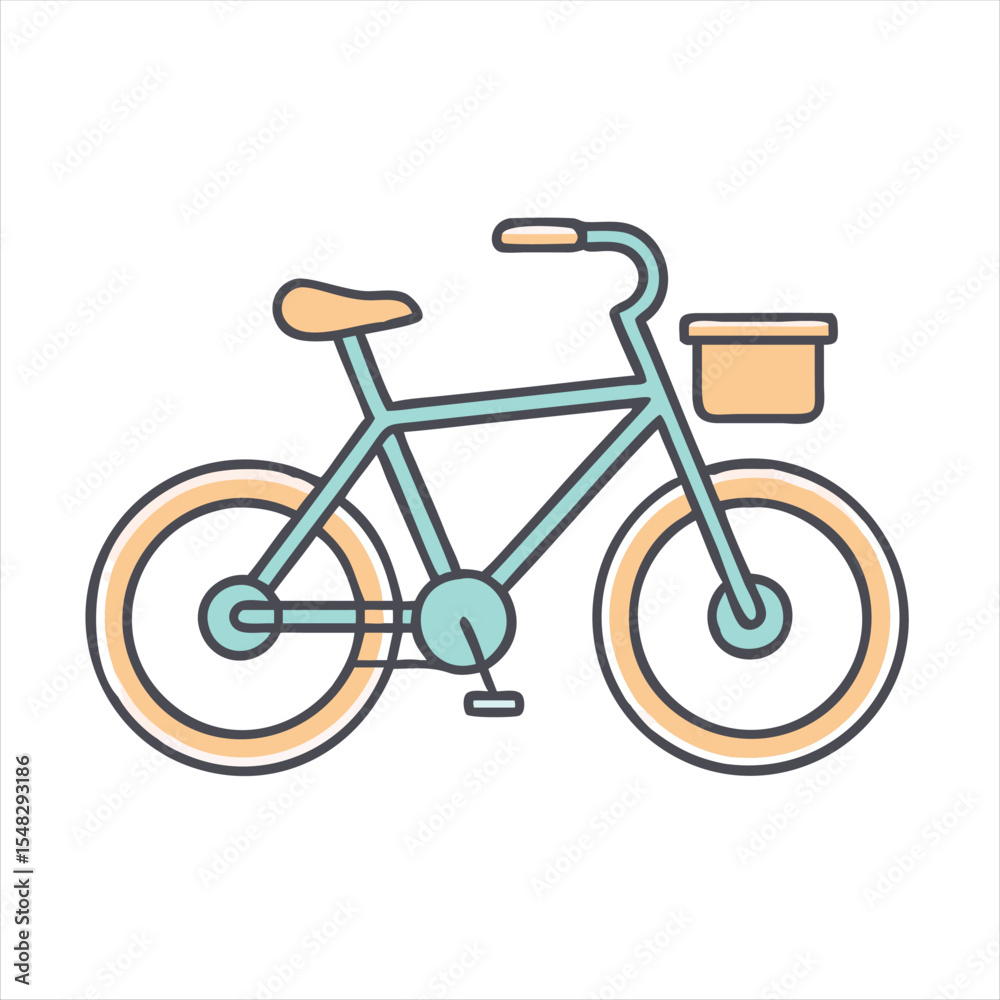 Fototapeta premium Stylized Bicycle Illustration with Front Basket and Pale Color Palette