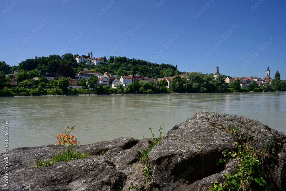 Fototapeta premium Innstadt with Inn River Landscape in Passau, Bavaria, Germany