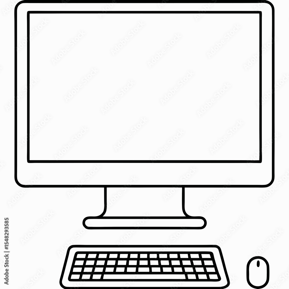 Fototapeta premium Desktop computer icon in line style