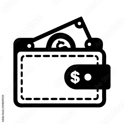A wallet with a dollar vector icon design