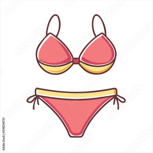 Illustration of a pink and yellow bikini, perfect for summer beach vibes