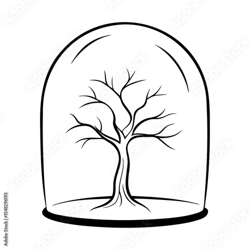 vector tree silhouette in a glass