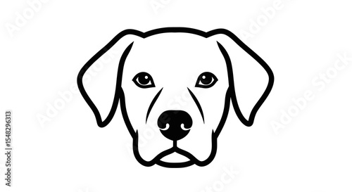 Minimalist Black and White Dog Head Vector Illustration with Drooping Ears