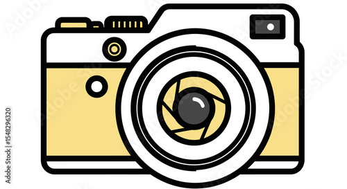 Vector Illustration of a Modern Digital Camera with Lens and Flash
