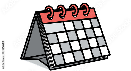 Vector Illustration of a Red and Gray Desk Calendar