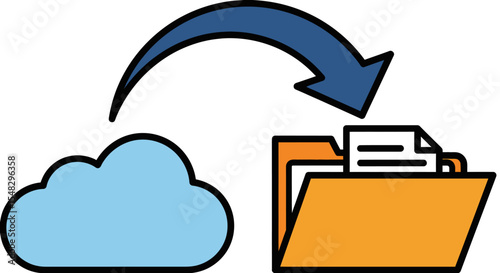 Vector Illustration of Cloud Data Transfer and File Storage Concept