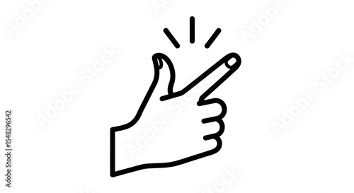 Black and White Hand Snapping Fingers, Gesture, Isolated on White Background