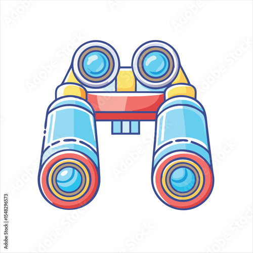 Cartoon Binoculars with Colorful Accents for Exploration and Adventure Illustration