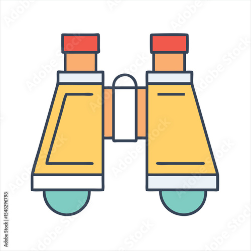 Colorful binoculars illustration for travel, exploring, navigation, and adventurous expeditions