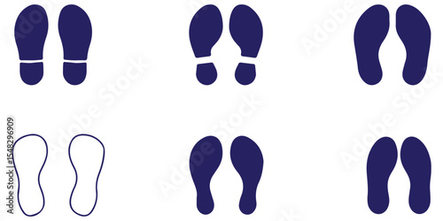 Human foot and shoe print icons set vector illustration  on white background. Design EPS 10