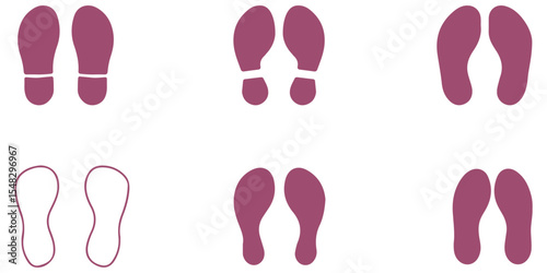Human foot and shoe print icons set vector illustration  on white background. Design EPS 10