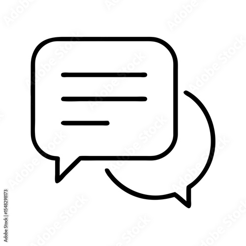 Speech bubble icon with horizontal lines for conversation and communication concept  