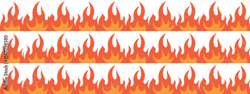 Repeated flame border design in orange and red
