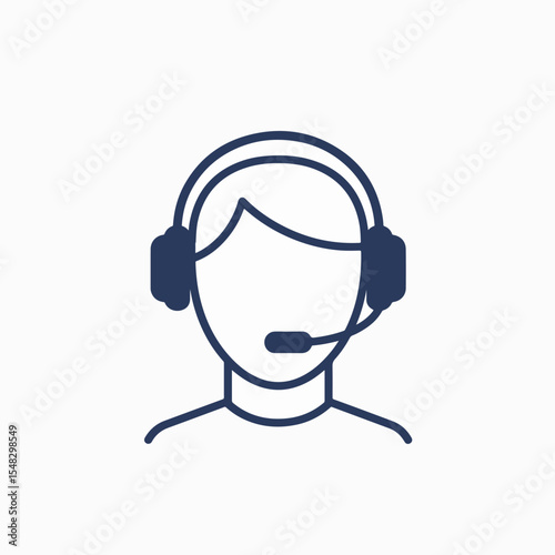 Customer support agent icon. Person wearing headset.  Support operator graphic for website, app, or social media. This customer support agent icon is perfect for online help.