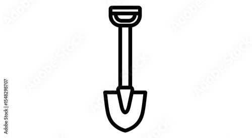 Simple Black Outline Illustration of a Shovel