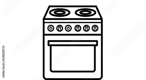 Simple Outline of a Modern Electric Cooker with Two Burners and Oven