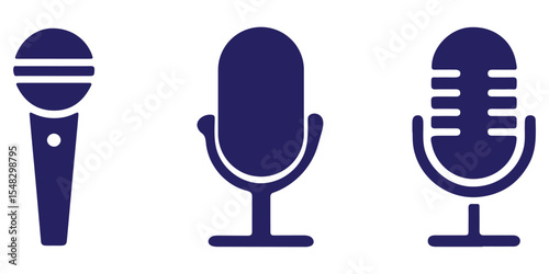 Set of fill Voice icons recording Studio symbols. Microphone icons. Microphone icons logos Retro microphone vectors illustration on transparent background. EPS 10 