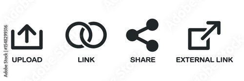 Upload Link Share and External Link Icons Set