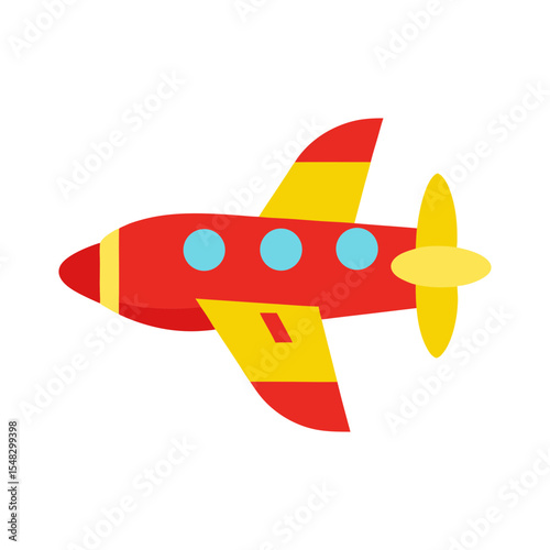 Toy airplane clipart vector illustration of flying toy on white background