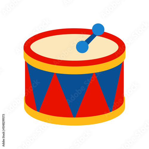 Toy drum clipart vector illustration of kids music toy on white background