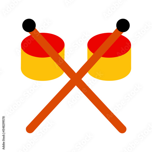Toy drumsticks clipart vector illustration for music play on white background